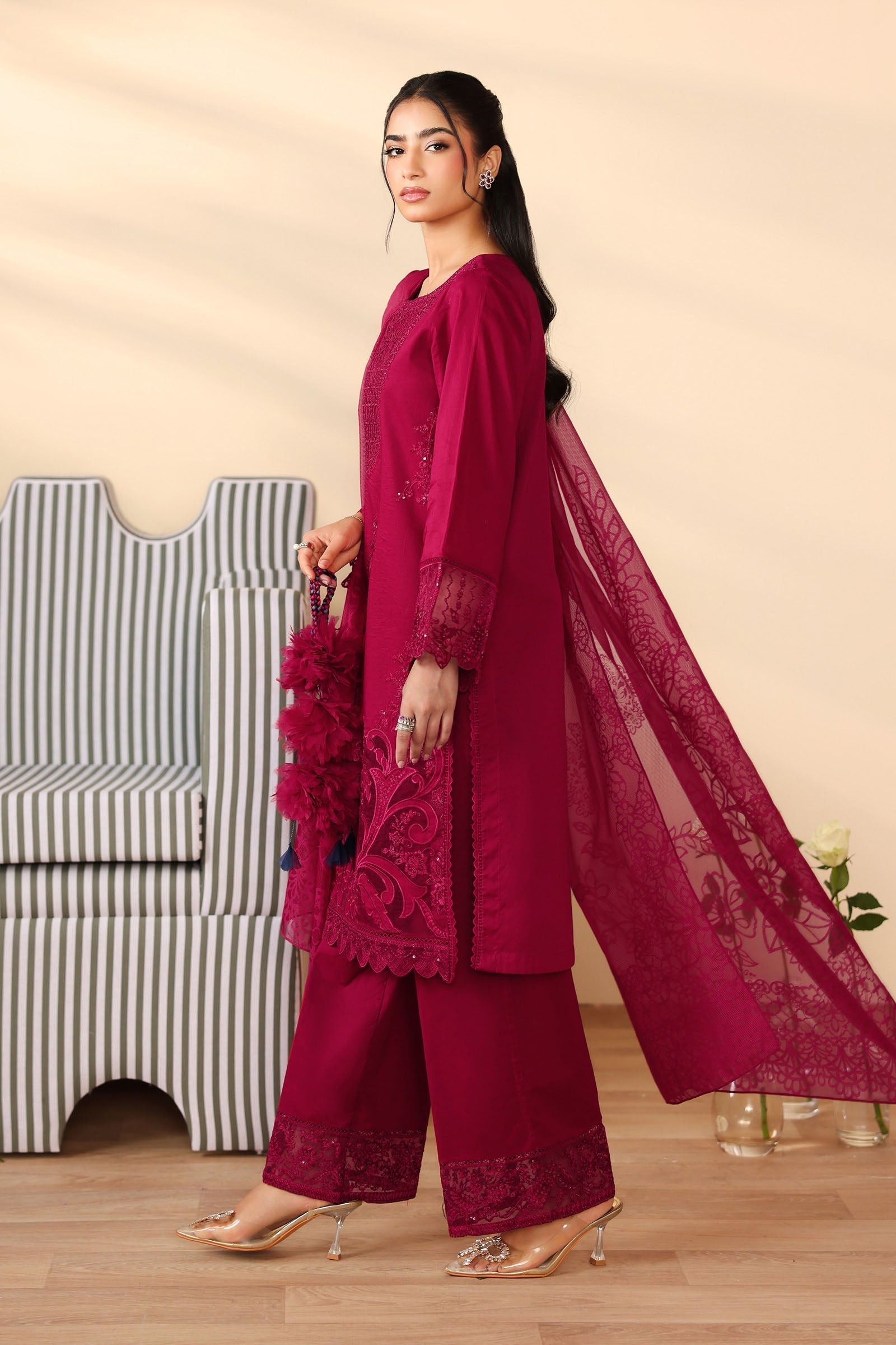 Maria B | Luxury Winter Pret 25 | DW-PF25-07-Maroon