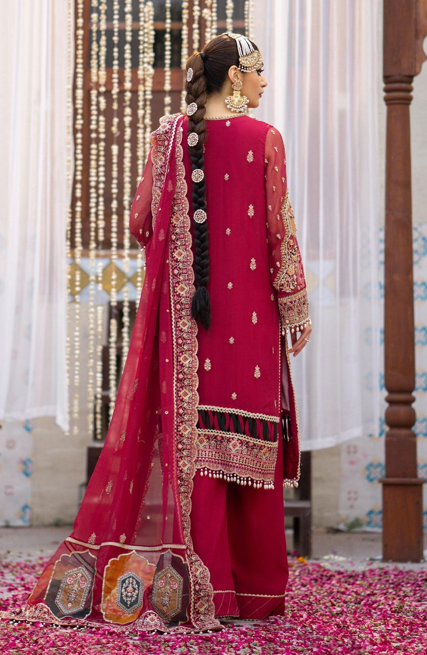 Zarin by Eleshia Embroidered Bamber 3Pc Suit D-08 Narina - House Of Anaya