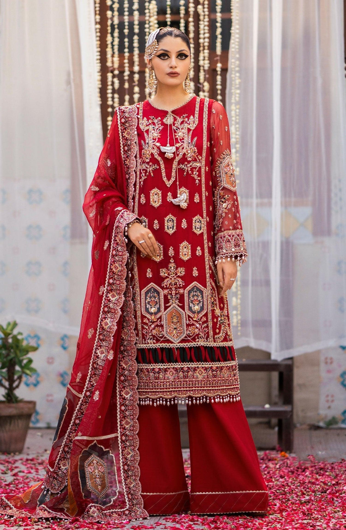 Zarin by Eleshia Embroidered Bamber 3Pc Suit D-08 Narina - House Of Anaya