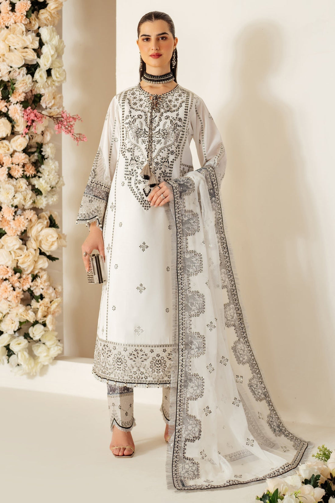 Alizeh | Luxury Raw Silk | AF-RS-04-DOVE - House Of Anaya