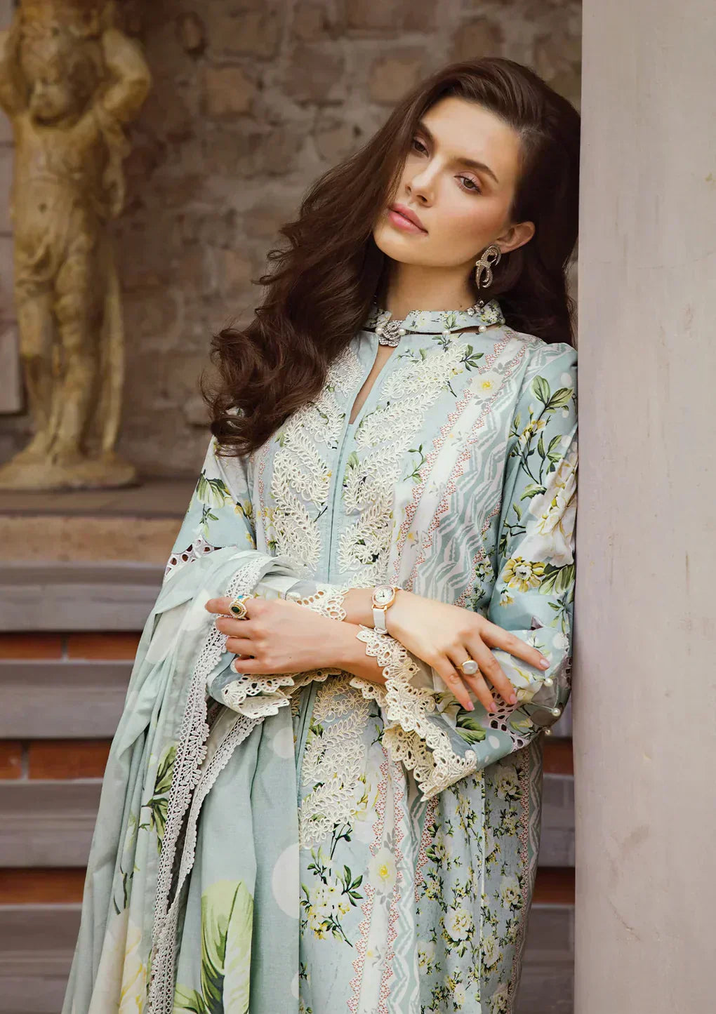 Elaf Premium | Print Chikankari 24 | ECT-05A WATERLILLY - House Of Anaya