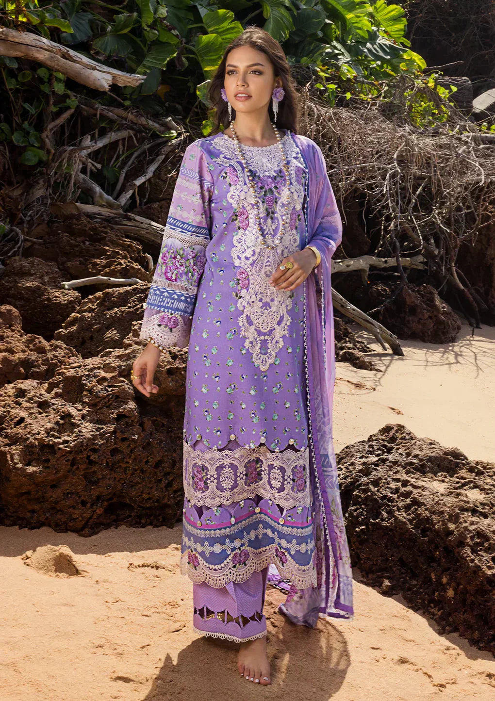 Elaf Premium | Signature Embroidered Lawn 24 | ESL-04A MADEMOISELLE - House Of Anaya
