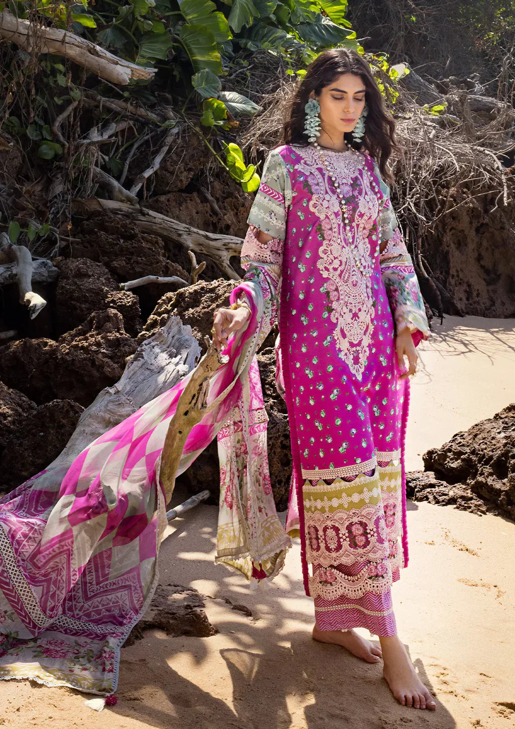 Elaf Premium | Signature Embroidered Lawn 24 | ESL-04B ENCHANTMENT - House Of Anaya