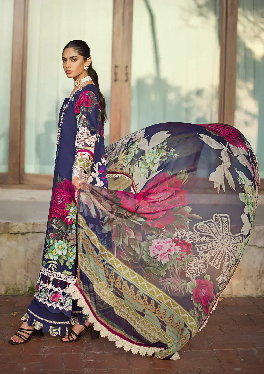Elaf Premium | Signature Embroidered Lawn 24 | ESL-08A SINCLAIR - House Of Anaya