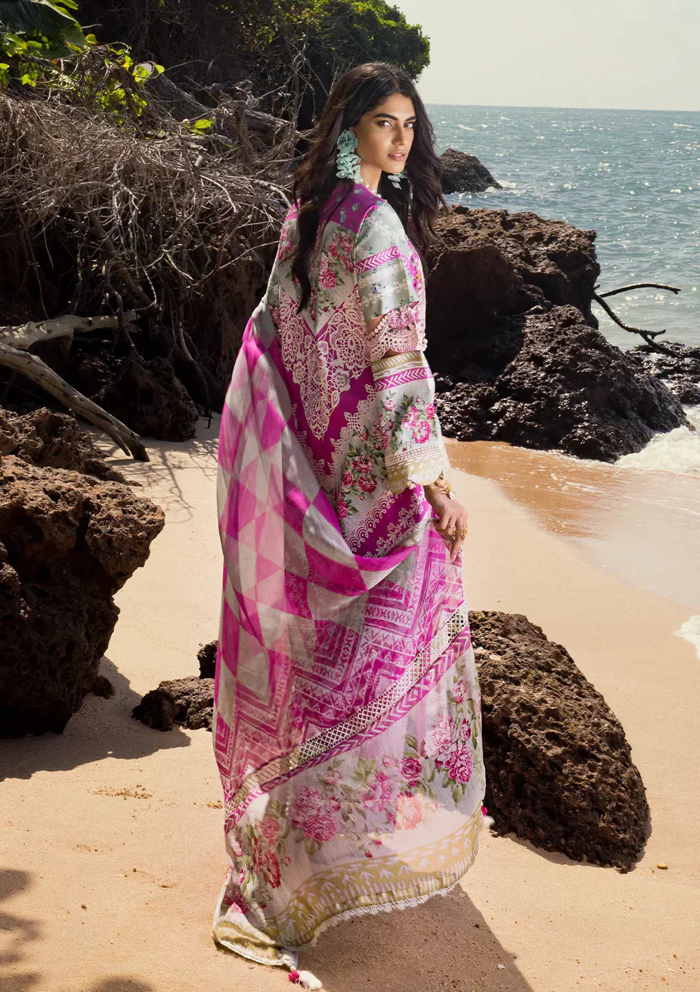 Elaf Premium | Signature Embroidered Lawn 24 | ESL-04B ENCHANTMENT - House Of Anaya