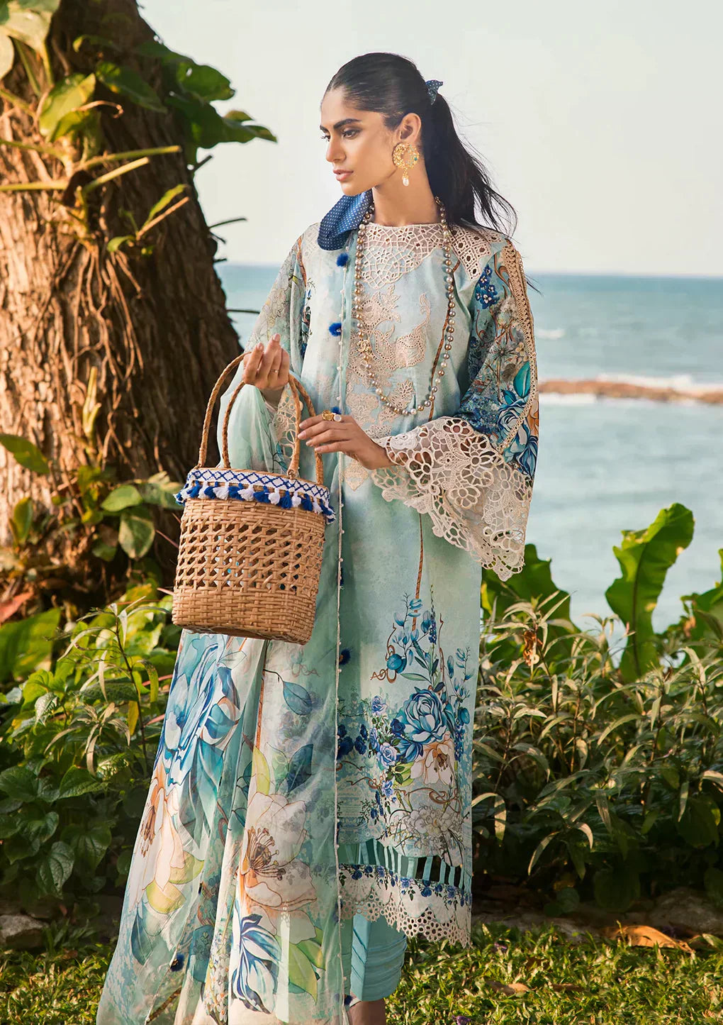 Elaf Premium | Signature Embroidered Lawn 24 | ESL-07B HEAVEN'S MIST - House Of Anaya
