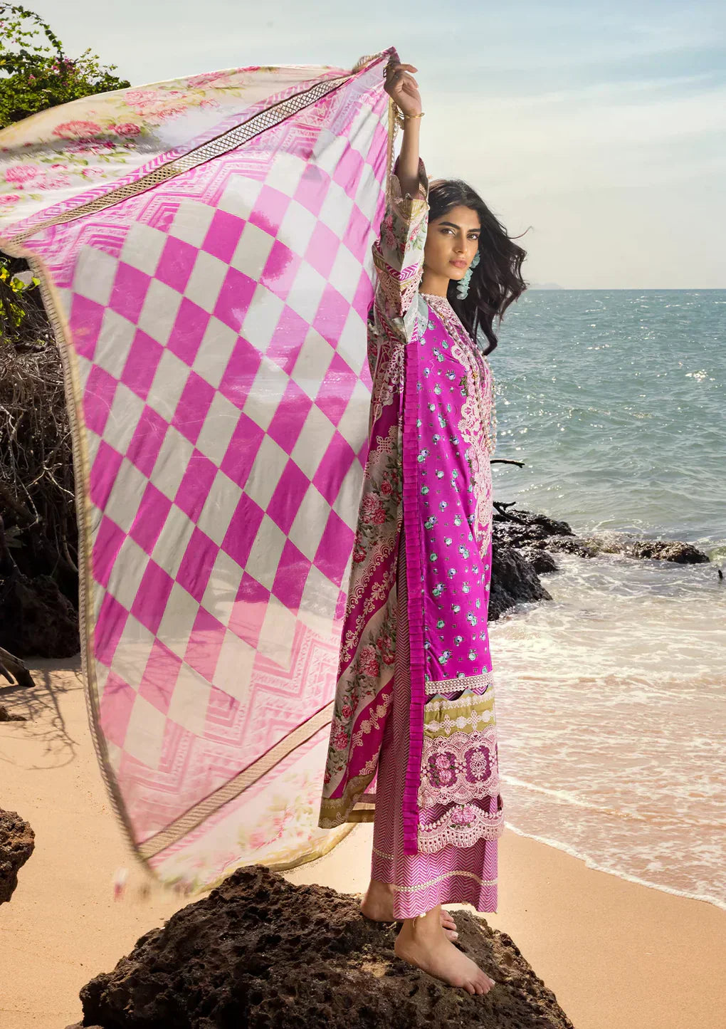 Elaf Premium | Signature Embroidered Lawn 24 | ESL-04B ENCHANTMENT - House Of Anaya