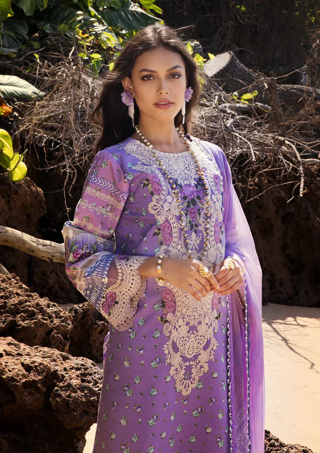 Elaf Premium | Signature Embroidered Lawn 24 | ESL-04A MADEMOISELLE - House Of Anaya
