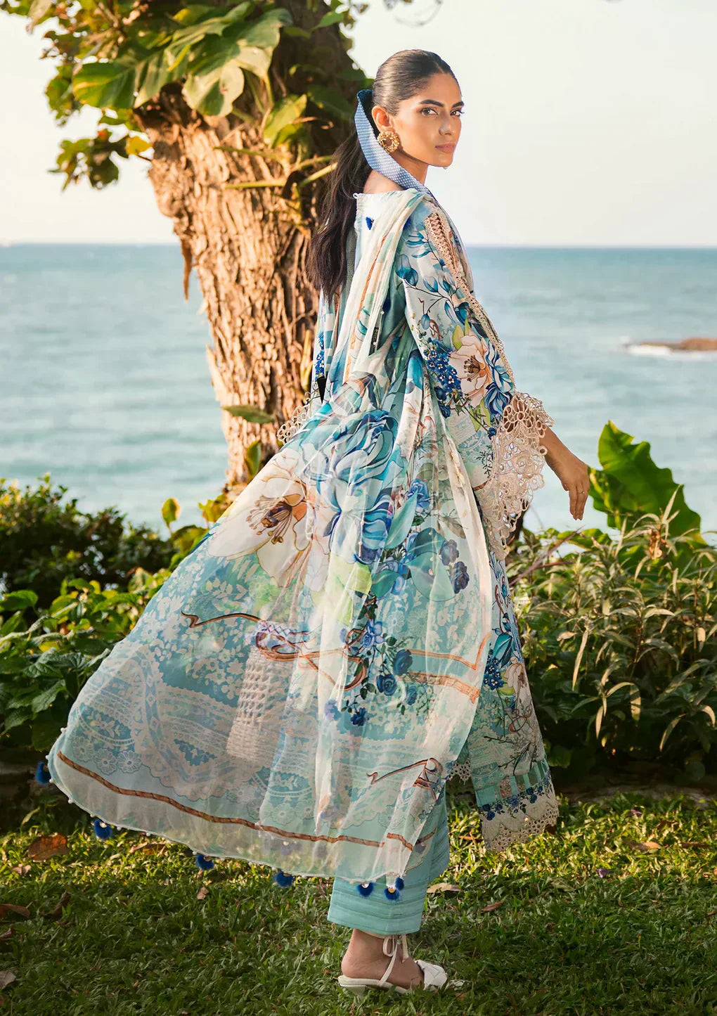 Elaf Premium | Signature Embroidered Lawn 24 | ESL-07B HEAVEN'S MIST - House Of Anaya