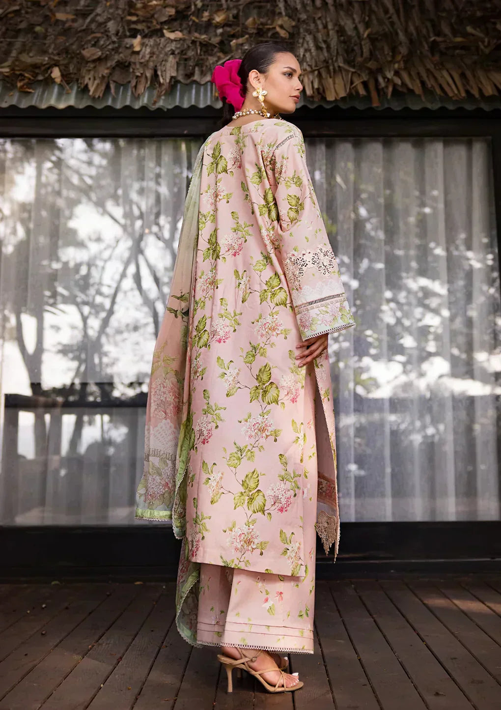 Elaf Premium | Signature Embroidered Lawn 24 | ESL-05B DELIGHT DRAPE - House Of Anaya