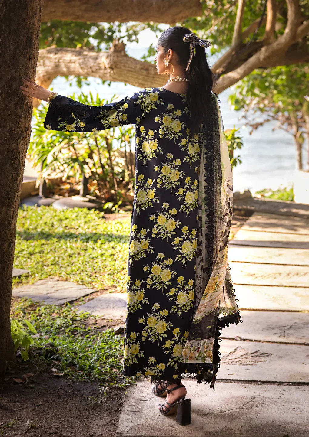 Elaf Premium | Signature Embroidered Lawn 24 | ESL-06A ECLIPSED DREAM - House Of Anaya