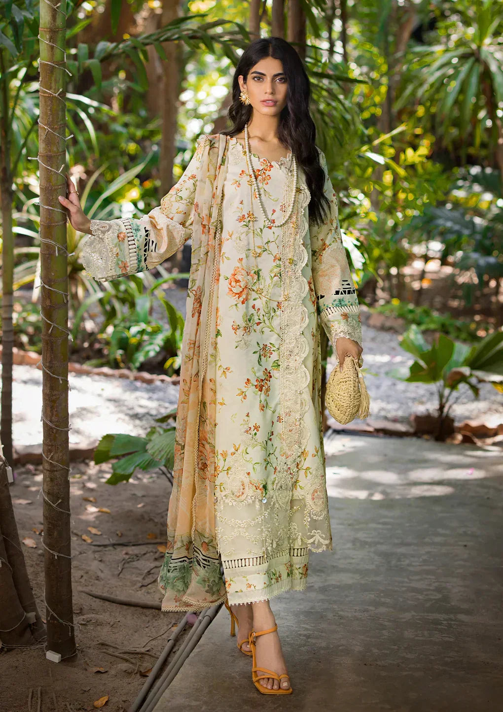 Elaf Premium | Signature Embroidered Lawn 24 | ESL-03A ANGELS BREATH - House Of Anaya