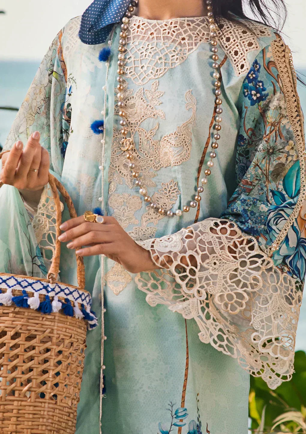 Elaf Premium | Signature Embroidered Lawn 24 | ESL-07B HEAVEN'S MIST - House Of Anaya
