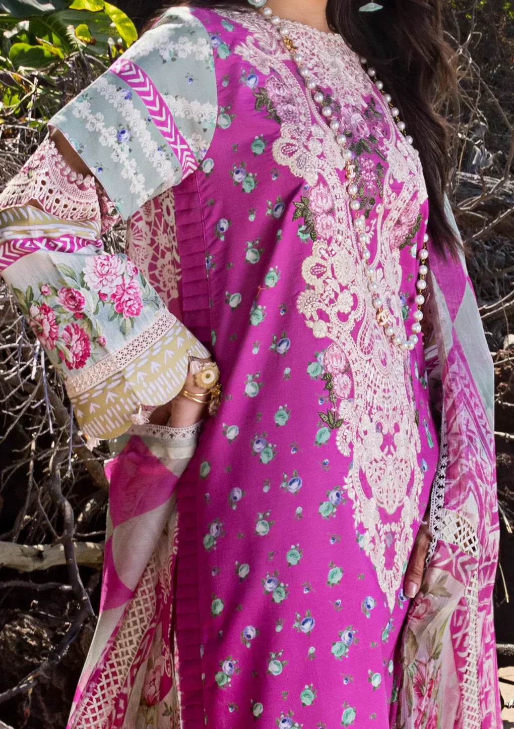 Elaf Premium | Signature Embroidered Lawn 24 | ESL-04B ENCHANTMENT - House Of Anaya