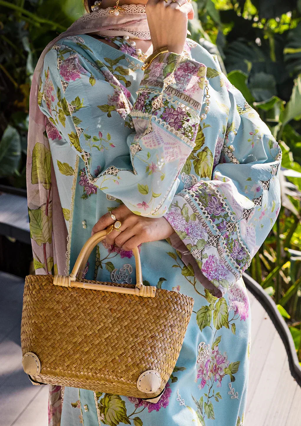 Elaf Premium | Signature Embroidered Lawn 24 | ESL-05A STARLIT HARMONY - House Of Anaya