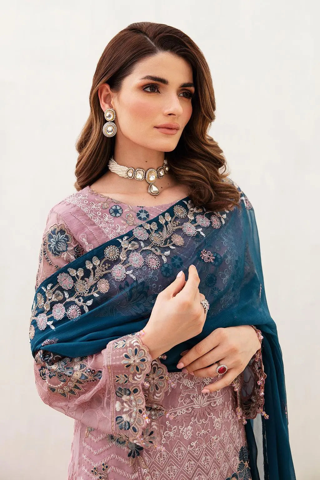 Ramsha Embroidered Luxury Chiffon 3 Piece Suit F-2401 - House Of Anaya
