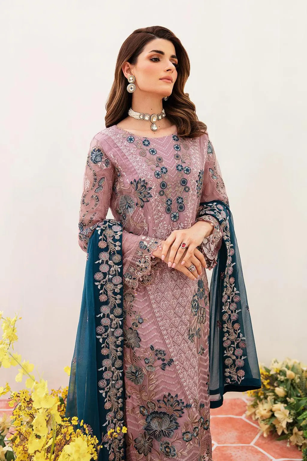 Ramsha Embroidered Luxury Chiffon 3 Piece Suit F-2401 - House Of Anaya