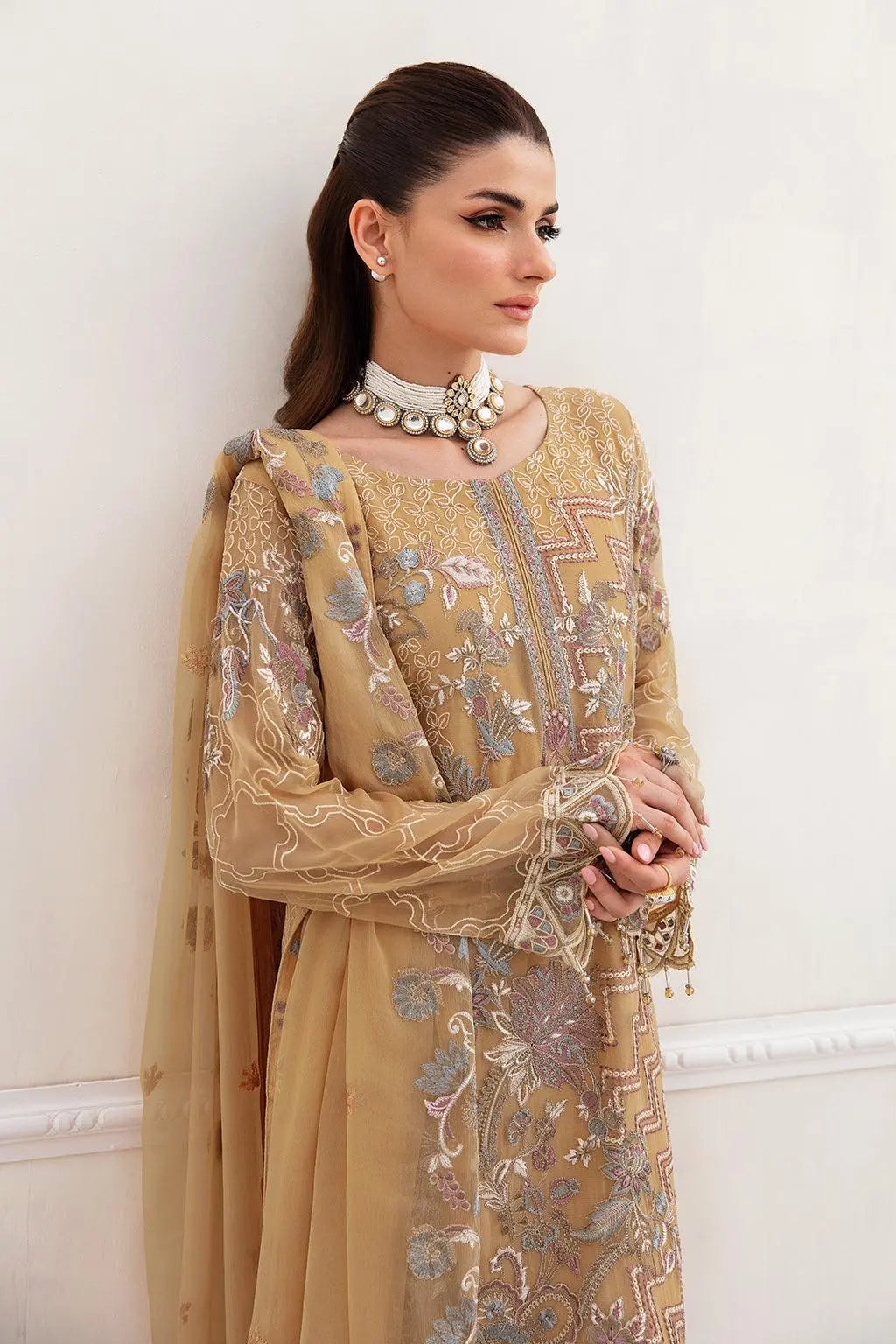 Ramsha Embroidered Luxury Chiffon 3 Piece Suit F-2402 - House Of Anaya