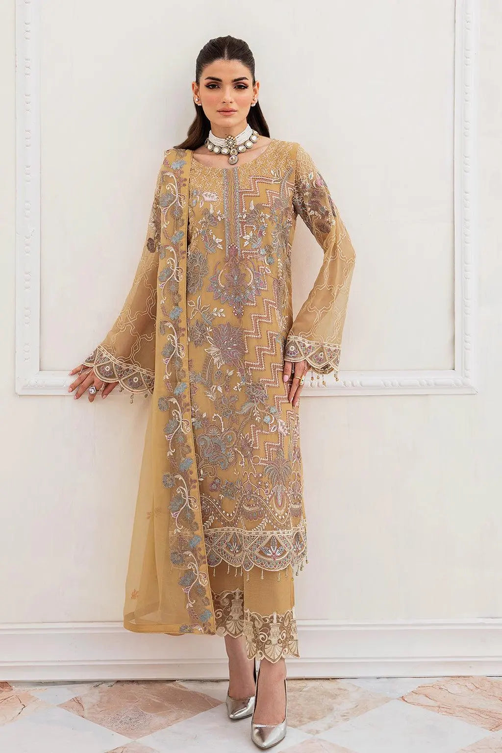 Ramsha Embroidered Luxury Chiffon 3 Piece Suit F-2402 - House Of Anaya