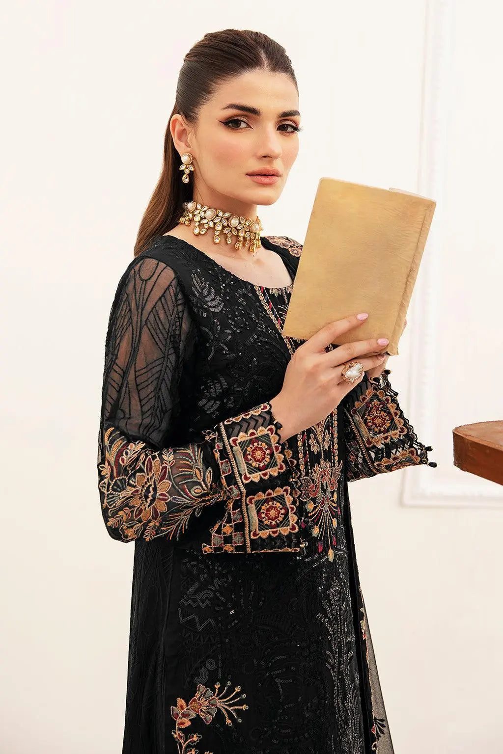 Ramsha Embroidered Luxury Chiffon 3 Piece Suit F-2403 - House Of Anaya
