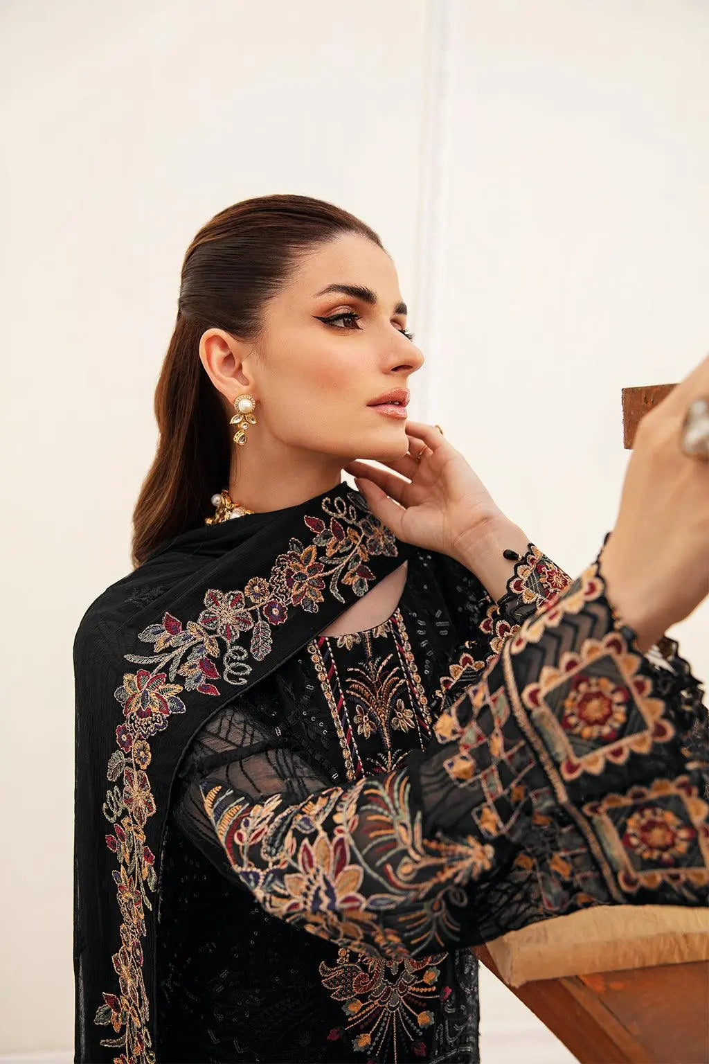 Ramsha Embroidered Luxury Chiffon 3 Piece Suit F-2403 - House Of Anaya