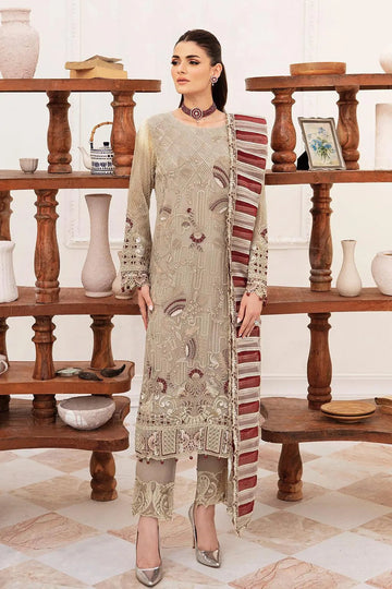 Ramsha Embroidered Luxury Chiffon 3 Piece Suit F-2405 - House Of Anaya