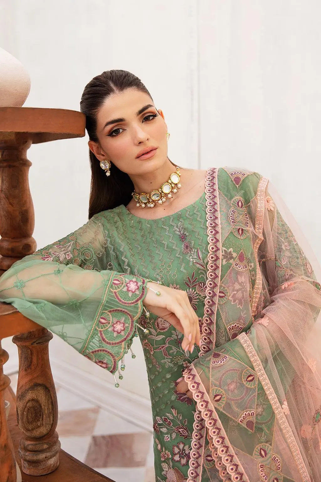 Ramsha Embroidered Luxury Chiffon 3 Piece Suit F-2406 - House Of Anaya