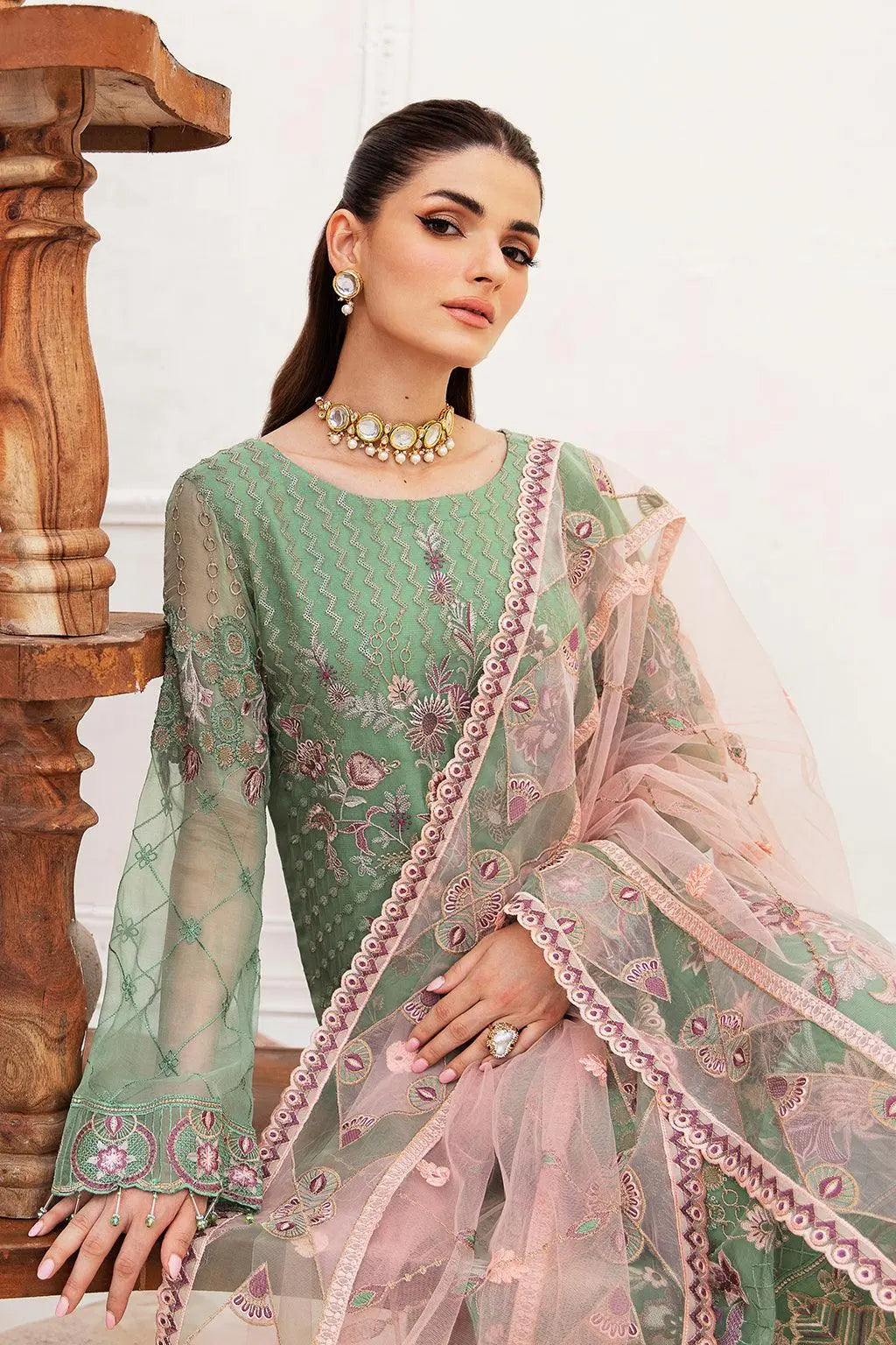 Ramsha Embroidered Luxury Chiffon 3 Piece Suit F-2406 - House Of Anaya