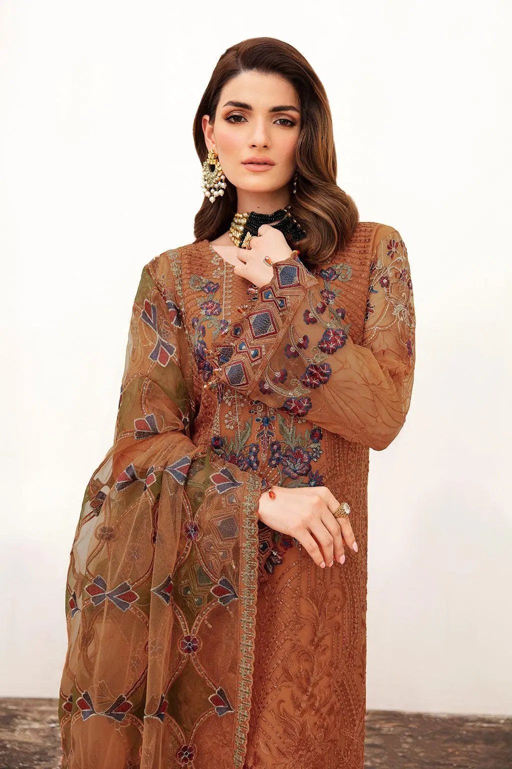 Ramsha Embroidered Luxury Chiffon 3 Piece Suit F-2407 - House Of Anaya