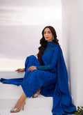 Farah Talib Aziz | Zaza Luxe Pret 24 | CHARR BLUE EMBROIDERED RAW SILK SHIRT AND DUPATTA - House Of Anaya