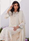 Farah Talib Aziz | Zaza Luxe Pret 24 | LYA IVORY EMBELLISHED RAW SILK SHIRT AND DUPATTA - House Of Anaya