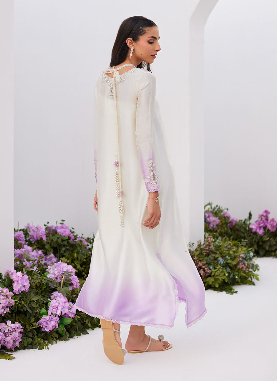 Farah Talib Aziz | Zaza Luxe Pret 24 | LYA IVORY EMBELLISHED RAW SILK SHIRT AND DUPATTA - House Of Anaya