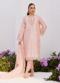Farah Talib Aziz | Zaza Luxe Pret 24 | BEBE BLUSH PINK EMBELLISHED RAW SILK KURTA SHIRT AND DUPATTA - House Of Anaya