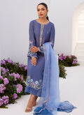 Farah Talib Aziz | Zaza Luxe Pret 24 | ALO BLUE EMBROIDERED SHIRT AND DUPATTA - House Of Anaya