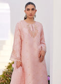 Farah Talib Aziz | Zaza Luxe Pret 24 | BEBE BLUSH PINK EMBELLISHED RAW SILK KURTA SHIRT AND DUPATTA - House Of Anaya