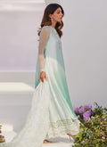 Farah Talib Aziz | Zaza Luxe Pret 24 | SOLENE AQUA OMBRE EMBELLISHED COLUMN SHIRT WITH EMBROIDERED KALIDAAR SLIP - House Of Anaya