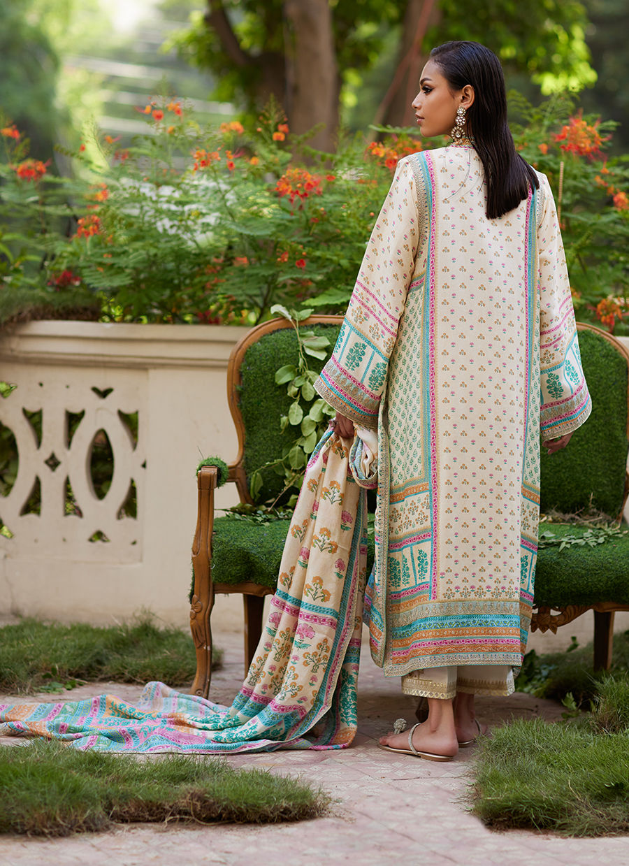Farah Talib Aziz | Mayna Festive Prints 24 | Nural Ivory Kurta And Dupatta