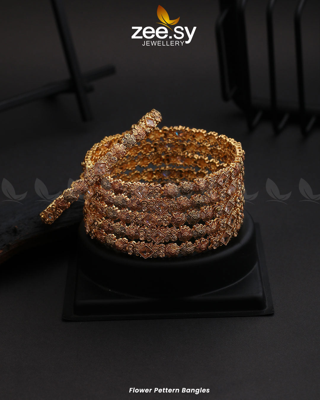 Flower Pettern Bangles - House Of Zarish