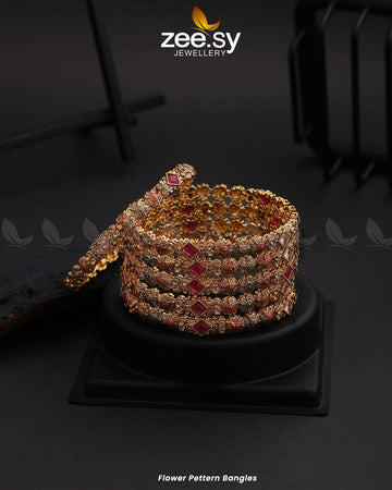 Flower Pettern Bangles - House Of Zarish