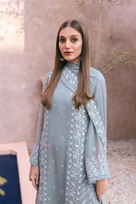 Azure | Embroidered Ensembles 3 Pcs | Frosted Fern - House of Zarish