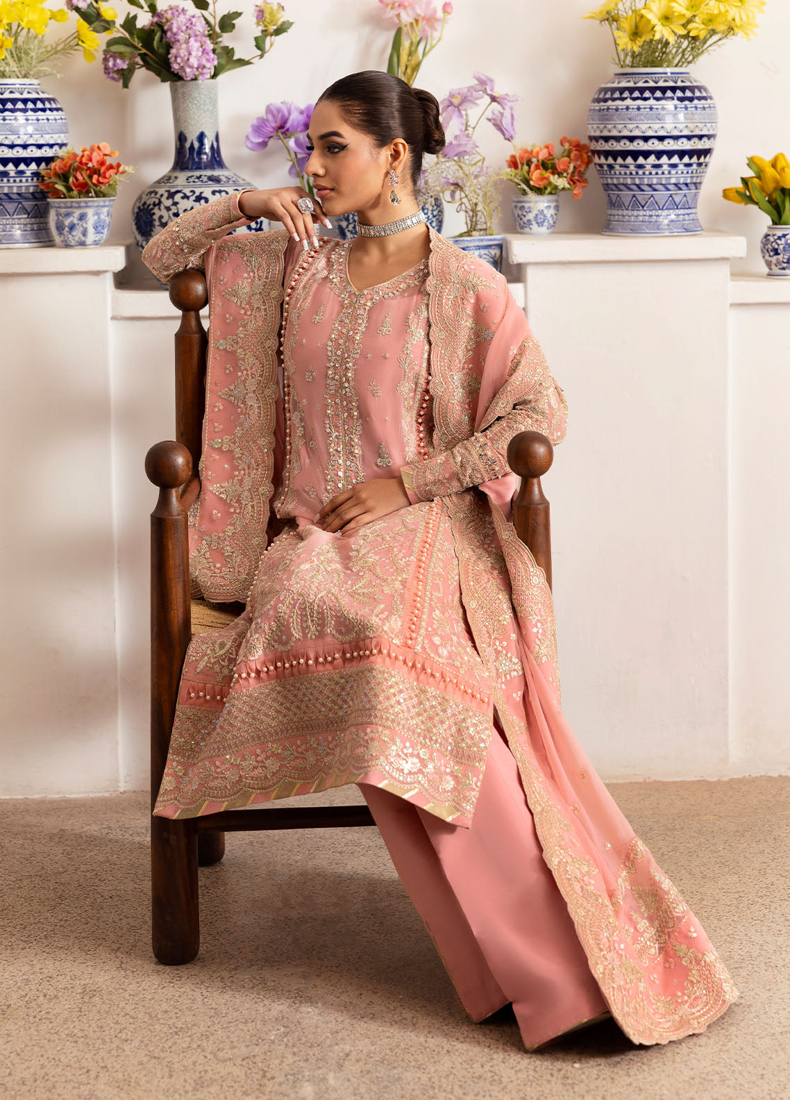 Gulaal | Reverie Embroidered Chiffon | CORALYN - House Of Anaya