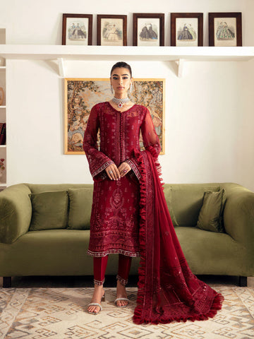 Gulaal | Embroidered Chiffon 23 | RUBY GL-EC-23V1-02 - House Of Anaya