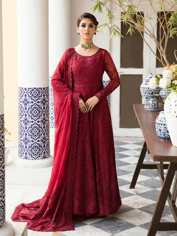 Gulaal | Embroidered Chiffon 23 | GARNET - (GL-EP23V1-09) - House Of Anaya