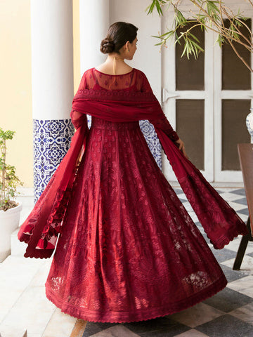 Gulaal | Embroidered Chiffon 23 | GARNET - (GL-EP23V1-09) - House Of Anaya