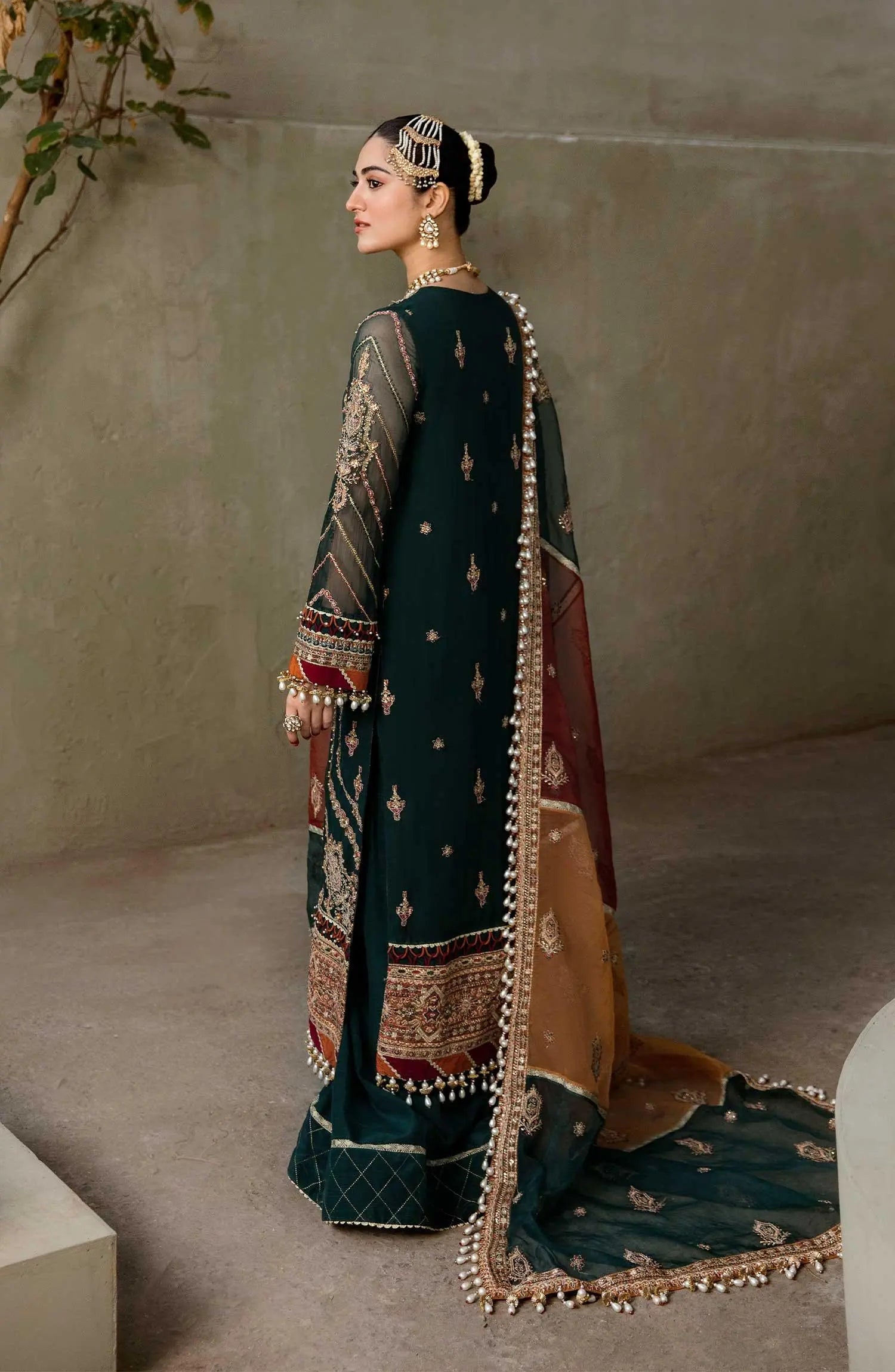 Zarin by Eleshia Embroidered Chiffon 3Pc Suit - GUL RANG - House Of Anaya