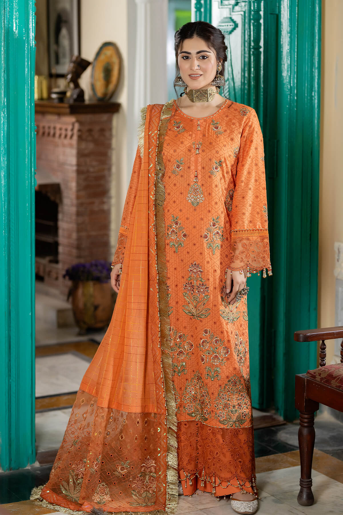 Raeesa Premium | Kimora Lawn Collection | Kimora | HL-16 Zuha - House Of Anaya
