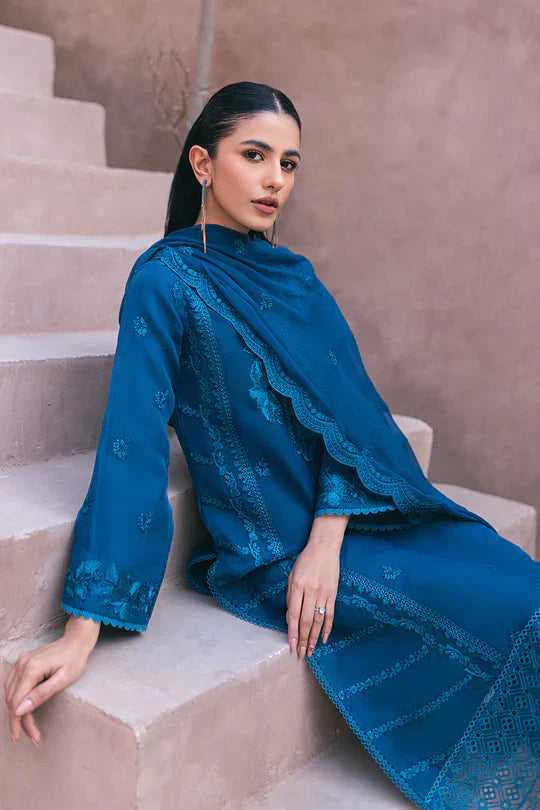Azure | Embroidered Ensembles 3 Pcs | Hydrangea Hues - House of Zarish