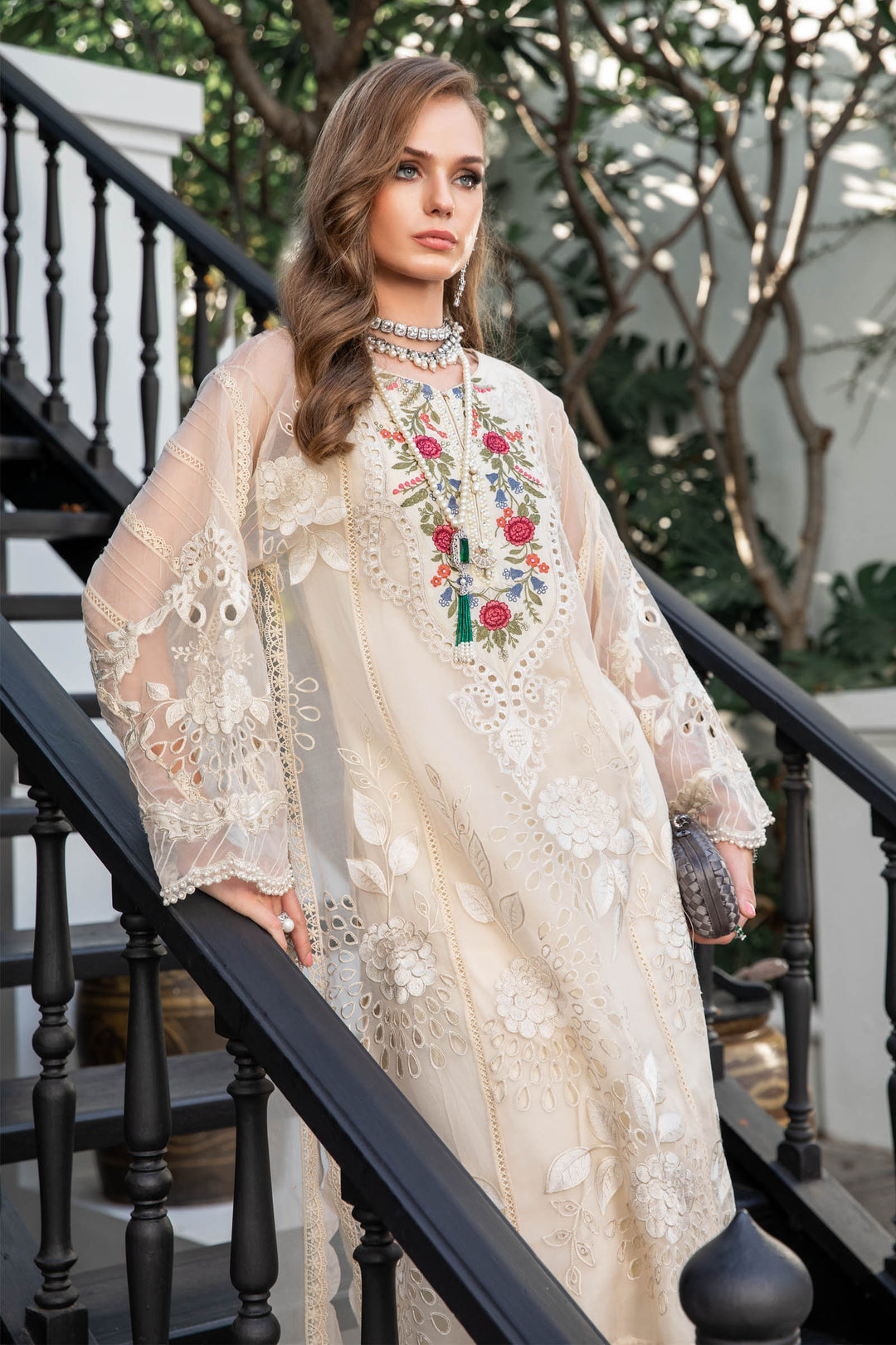 MARIA B EID COLLECTION UNSTITCHED EL-23-01-Cream - Riwayat-e-khas
