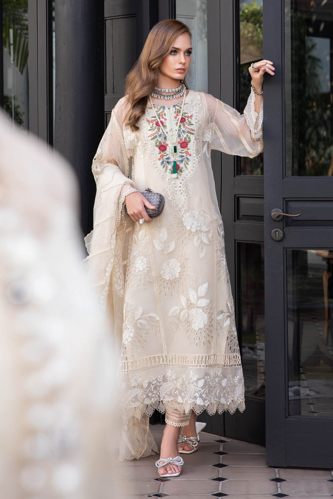 MARIA B EID COLLECTION UNSTITCHED EL-23-01-Cream - Riwayat-e-khas