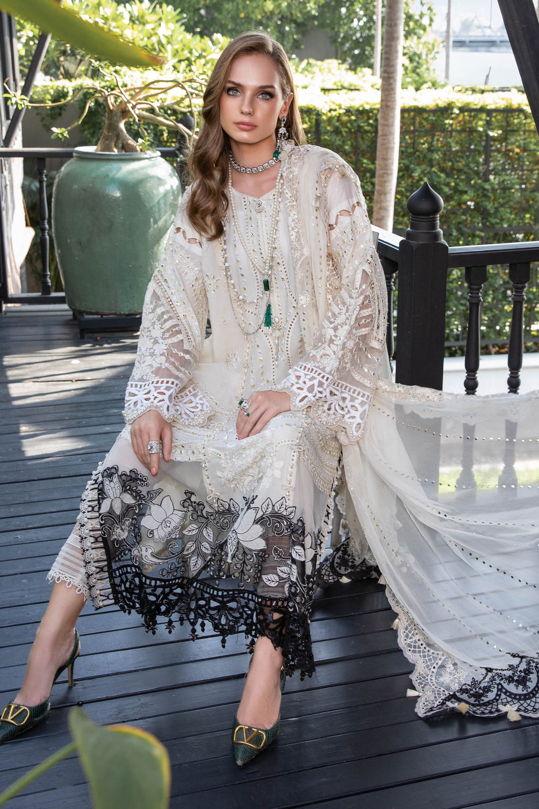 MARIA B EID COLLECTION UNSTITCHED EL-23-02-Off White - Riwayat-e-khas